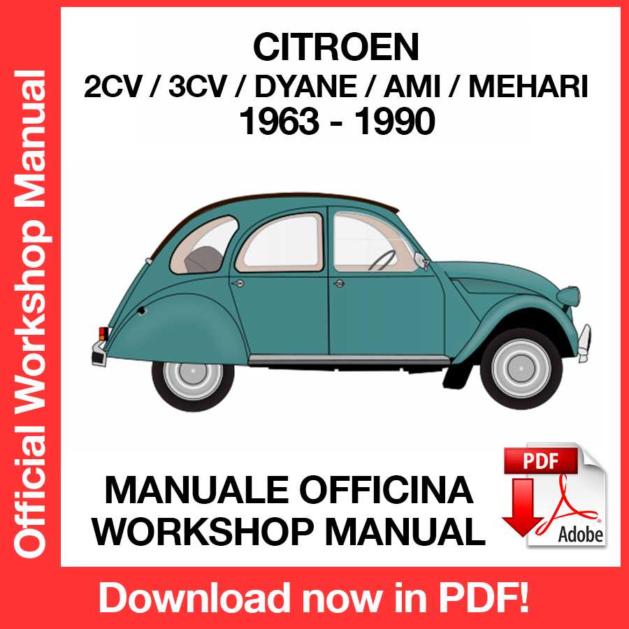 Manuale Officina Citroen 2CV 3CV Dyane Ami Mehari (1963-1990) (EN)